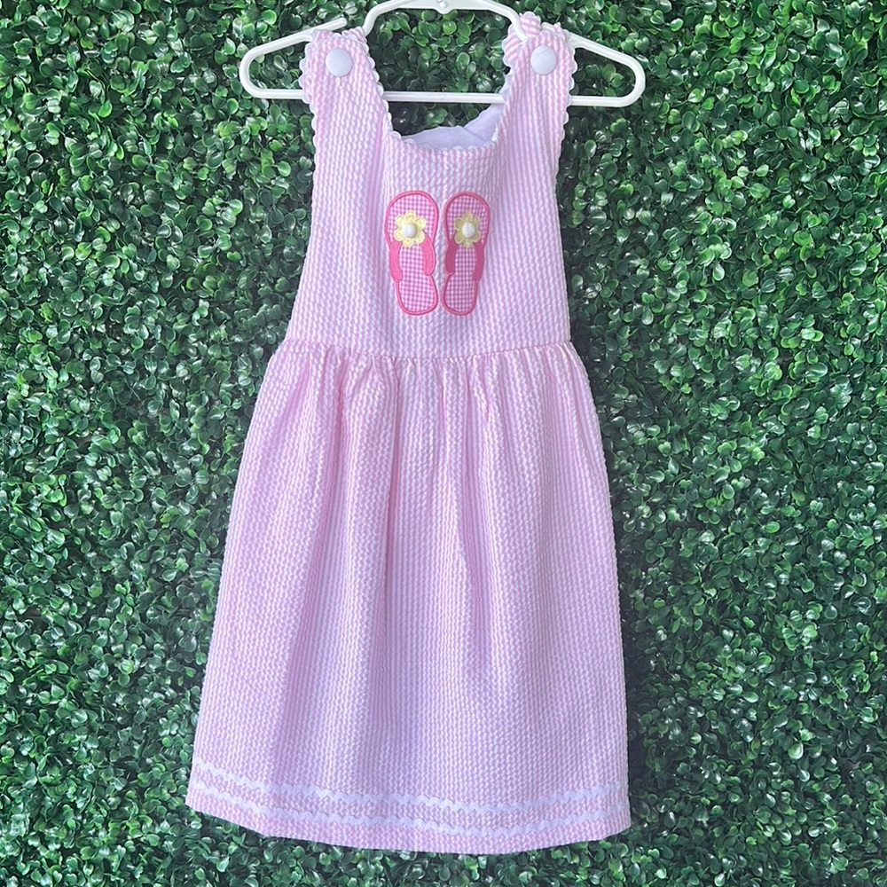 Pink Sleeveless Dress with Embroidered Sandals